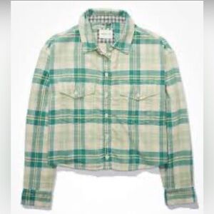 American Eagle Cropped Flannel Shirt Size XS